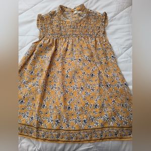 Max Studio blouse size L yellow with flowers